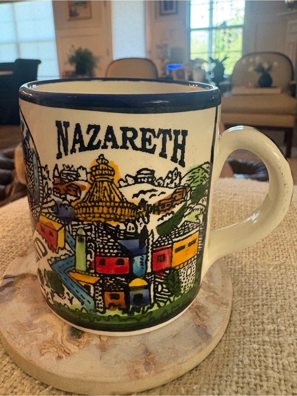 Holy Land Nazareth Bethlehem  Cityscape Ceramic Mug - Hand painted - Picture 3 of 6